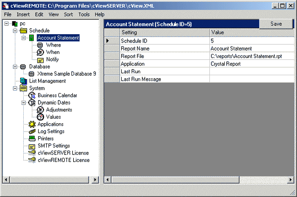 cViewSERVER Scheduler for Crystal Reports